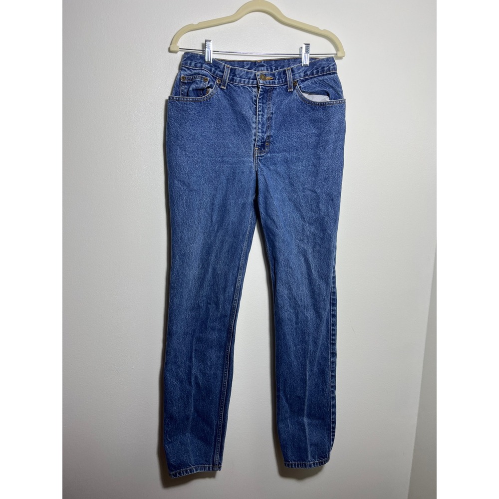 Jeanology Collection High Waisted Straight Leg Denim‎ Jeans Medium Wash Blue